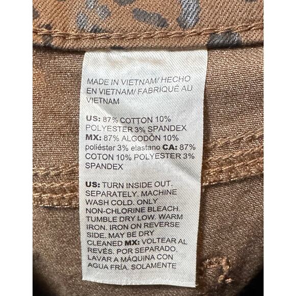 Chico's Coated Fly Front Animal Print Jeggings Jeans Brown Petite Size 2P - Picture 8 of 8